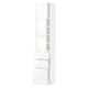 METOD / MAXIMERA Hi cab w shlvs/3 drawers/2 doors, white/Ringhult white, 40x41x200 cm