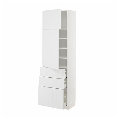 METOD / MAXIMERA Hi cab w shlvs/3 drawers/2 doors, white/Stensund white, 60x41x200 cm
