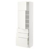 METOD / MAXIMERA Hi cab w shlvs/3 drawers/2 doors, white/Vallstena white, 60x41x200 cm
