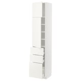 METOD / MAXIMERA Hi cab w shlvs/3 drawers/2 doors, white/Vallstena white, 40x41x200 cm
