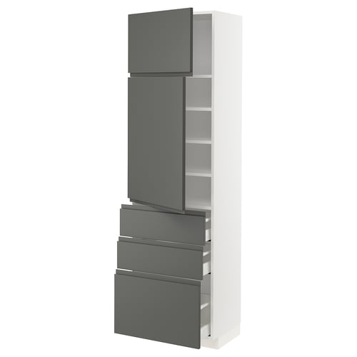 METOD kitchen unit with dark grey voxtorp fronts, featuring cabinets and drawers with a modern, minimalist design.