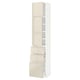 METOD / MAXIMERA Hi cab w shlvs/3 drawers/2 doors, white/Voxtorp high-gloss light beige, 40x41x200 cm