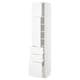 METOD / MAXIMERA Hi cab w shlvs/3 drawers/2 doors, white/Voxtorp high-gloss/white, 40x41x200 cm