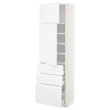 METOD / MAXIMERA Hi cab w shlvs/3 drawers/2 doors, white/Voxtorp high-gloss/white, 60x41x200 cm