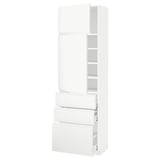 METOD / MAXIMERA Hi cab w shlvs/3 drawers/2 doors, white/Voxtorp matt white, 60x41x200 cm