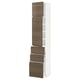 METOD / MAXIMERA Hi cab w shlvs/3 drawers/2 doors, white/Voxtorp walnut effect, 40x41x200 cm