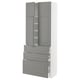 METOD / MAXIMERA Hi cab w shlvs/3drawers/4 doors, white/Bodbyn grey, 80x41x200 cm