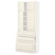 METOD / MAXIMERA Hi cab w shlvs/3drawers/4 doors, white/Bodbyn off-white, 80x41x200 cm