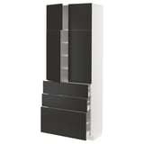 METOD / MAXIMERA Hi cab w shlvs/3drawers/4 doors, white/Nickebo matt anthracite, 80x41x200 cm