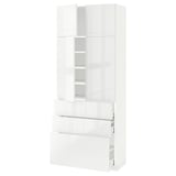 METOD / MAXIMERA Hi cab w shlvs/3drawers/4 doors, white/Ringhult white, 80x41x200 cm