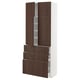 METOD / MAXIMERA Hi cab w shlvs/3drawers/4 doors, white/Sinarp brown, 80x41x200 cm