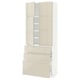 METOD / MAXIMERA Hi cab w shlvs/3drawers/4 doors, white/Voxtorp high-gloss light beige, 80x41x200 cm