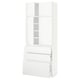 METOD / MAXIMERA Hi cab w shlvs/3drawers/4 doors, white/Voxtorp matt white, 80x41x200 cm
