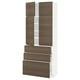 METOD / MAXIMERA Hi cab w shlvs/3drawers/4 doors, white/Voxtorp walnut effect, 80x41x200 cm