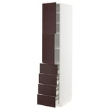 METOD / MAXIMERA Hi cab w shlvs/4 drawers/2 doors, white Askersund/dark brown ash effect, 40x60x200 cm