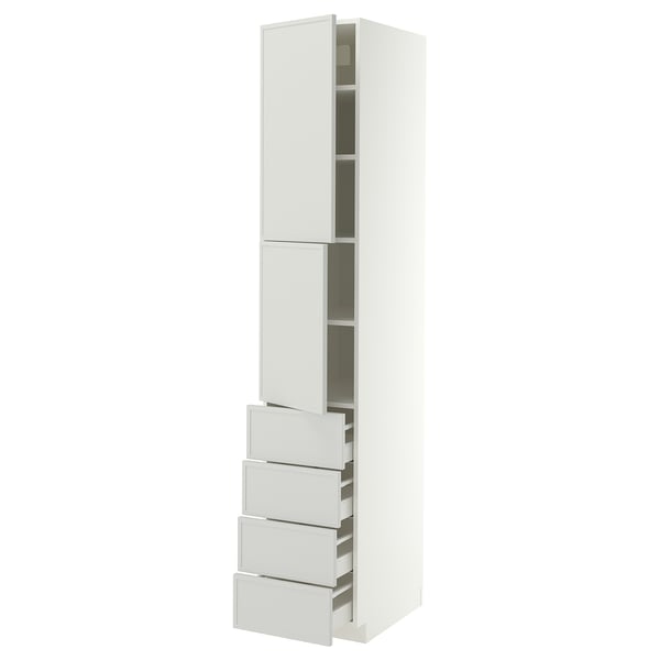 METOD / MAXIMERA Hi cab w shlvs/4 drawers/2 doors, white/Aspudden light grey, 40x60x220 cm