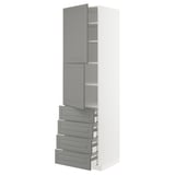 METOD / MAXIMERA Hi cab w shlvs/4 drawers/2 doors, white/Bodbyn grey, 60x60x220 cm