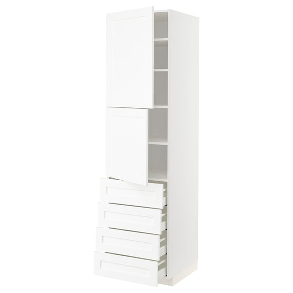 METOD / MAXIMERA Hi cab w shlvs/4 drawers/2 doors, white Enköping/white wood effect, 60x60x220 cm
