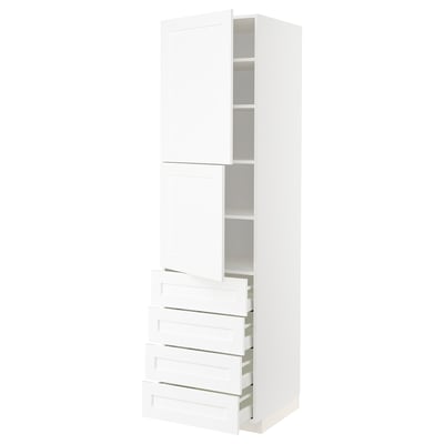 METOD / MAXIMERA Hi cab w shlvs/4 drawers/2 doors, white Enköping/white wood effect, 60x60x220 cm
