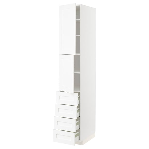 METOD / MAXIMERA Hi cab w shlvs/4 drawers/2 doors, white Enköping/white wood effect, 40x60x220 cm