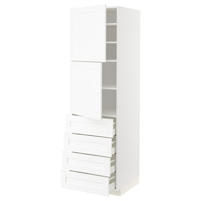 METOD / MAXIMERA Hi cab w shlvs/4 drawers/2 doors, white Enköping/white wood effect, 60x60x200 cm