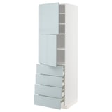 METOD / MAXIMERA Hi cab w shlvs/4 drawers/2 doors, white/Kallarp light grey-blue, 60x60x200 cm