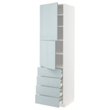 METOD / MAXIMERA Hi cab w shlvs/4 drawers/2 doors, white/Kallarp light grey-blue, 60x60x220 cm