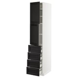 METOD / MAXIMERA Hi cab w shlvs/4 drawers/2 doors, white/Lerhyttan black stained, 40x60x200 cm