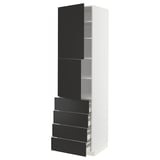 METOD / MAXIMERA Hi cab w shlvs/4 drawers/2 doors, white/Nickebo matt anthracite, 60x60x220 cm