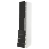 METOD / MAXIMERA Hi cab w shlvs/4 drawers/2 doors, white/Nickebo matt anthracite, 40x60x220 cm