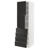 METOD / MAXIMERA Hi cab w shlvs/4 drawers/2 doors, white/Nickebo matt anthracite, 60x60x200 cm