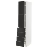 METOD / MAXIMERA Hi cab w shlvs/4 drawers/2 doors, white/Nickebo matt anthracite, 40x60x200 cm