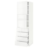 METOD / MAXIMERA Hi cab w shlvs/4 drawers/2 doors, white/Ringhult white, 60x60x200 cm