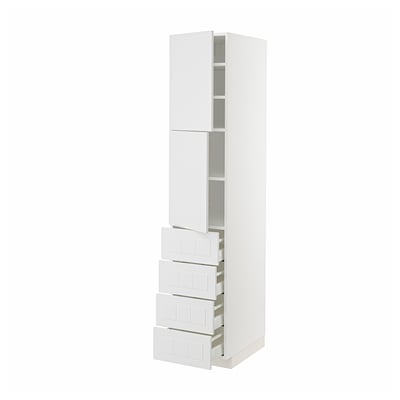 METOD / MAXIMERA Hi cab w shlvs/4 drawers/2 doors, white/Stensund white, 40x60x200 cm