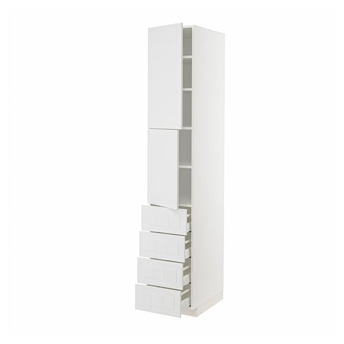 A white METOD kitchen cabinet with drawers and shelves.