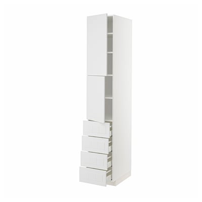 METOD / MAXIMERA Hi cab w shlvs/4 drawers/2 doors, white/Stensund white, 40x60x220 cm