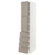 METOD / MAXIMERA Hi cab w shlvs/4 drawers/2 doors, white/Upplöv matt dark beige, 40x60x200 cm