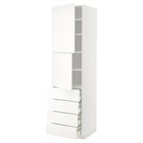 METOD / MAXIMERA Hi cab w shlvs/4 drawers/2 doors, white/Vallstena white, 60x60x220 cm