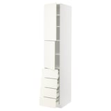 METOD / MAXIMERA Hi cab w shlvs/4 drawers/2 doors, white/Vallstena white, 40x60x220 cm
