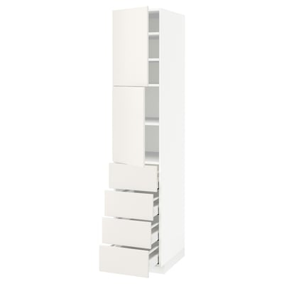 METOD / MAXIMERA Hi cab w shlvs/4 drawers/2 doors, white/Veddinge white, 40x60x200 cm