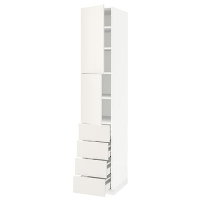 METOD / MAXIMERA Hi cab w shlvs/4 drawers/2 doors, white/Veddinge white, 40x60x220 cm