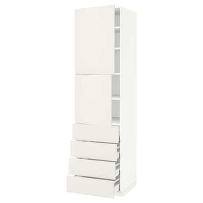 METOD / MAXIMERA Hi cab w shlvs/4 drawers/2 doors, white/Veddinge white, 60x60x220 cm