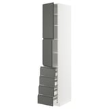 METOD / MAXIMERA Hi cab w shlvs/4 drawers/2 doors, white/Voxtorp dark grey, 40x60x220 cm