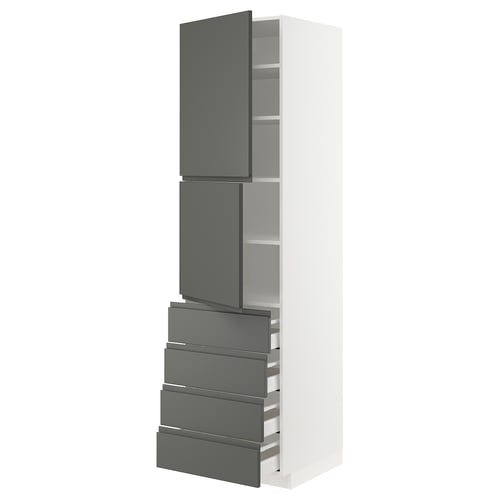 METOD kitchen cabinet in white and dark grey, five drawers, clean design.