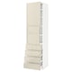 METOD / MAXIMERA Hi cab w shlvs/4 drawers/2 doors, white/Voxtorp high-gloss light beige, 60x60x220 cm