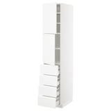 METOD / MAXIMERA Hi cab w shlvs/4 drawers/2 doors, white/Voxtorp high-gloss/white, 40x60x200 cm