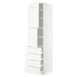 METOD / MAXIMERA Hi cab w shlvs/4 drawers/2 doors, white/Voxtorp high-gloss/white, 60x60x220 cm
