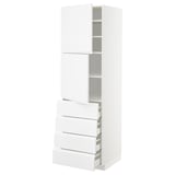 METOD / MAXIMERA Hi cab w shlvs/4 drawers/2 doors, white/Voxtorp high-gloss/white, 60x60x200 cm