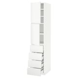 METOD / MAXIMERA Hi cab w shlvs/4 drawers/2 doors, white/Voxtorp matt white, 40x60x200 cm