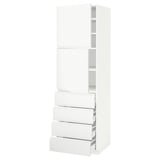 METOD / MAXIMERA Hi cab w shlvs/4 drawers/2 doors, white/Voxtorp matt white, 60x60x200 cm